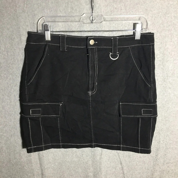 Womens SO Mini Skirt Contrast Stitching Black Casual Summer Club Party Gothic - Picture 1 of 6